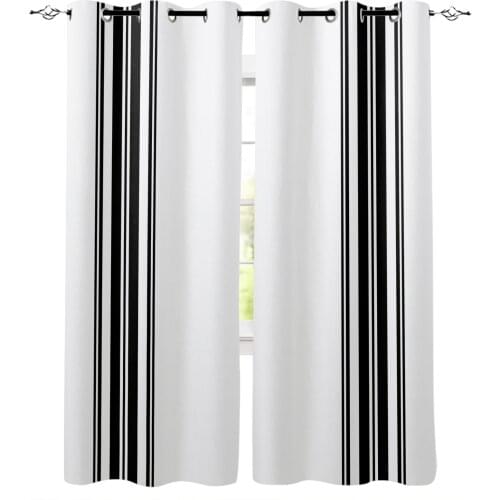 Farmhouse Stripes Black And White Window Curtains for Living Room Bedroom Kitchen Modern Curtains Home Decoration Drapes Blinds