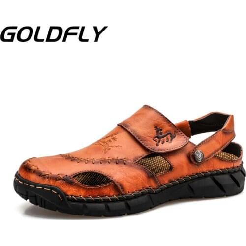 Мужские кожаные сандали Goldfly China At AliExpress