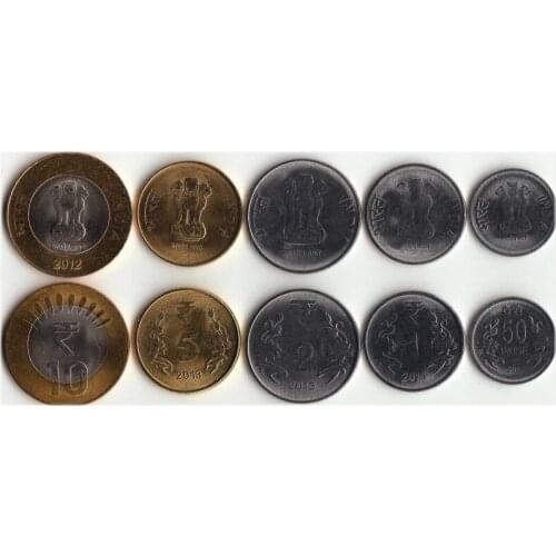 India 5 Pieces Set Coins Asia New Original Coin Unc Collectible Edition Real Rare Commemorative Random Year