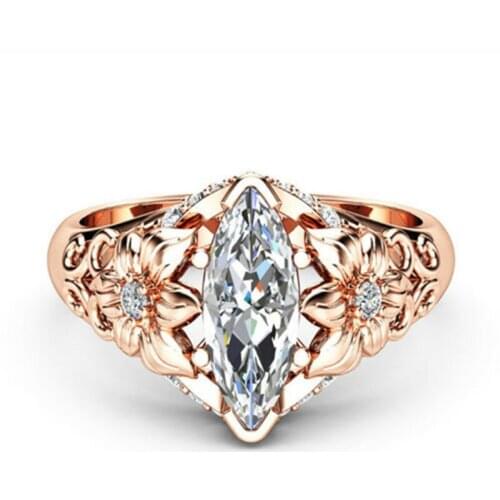 Classic Solitaire Ring With Marquise Shape Cubic Zirconia Prong Setting Cocktail Party Rings For Women Girls Size 6-10