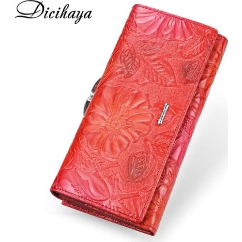 DICIHAYA Exclusive Design Leather Women Wallet Luxury Brand Design High Quality Women Purse Card Holder Long Clutch Phone Bag