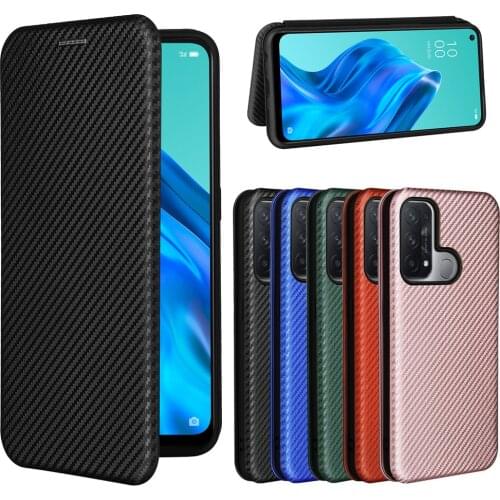 Carbon Synthetic Fiber Leather Case For OPPO Reno 5A Folio Magnectic Adsorption Wallet Flip Phone Covers Reno 5A 5 A Reno5A Bags