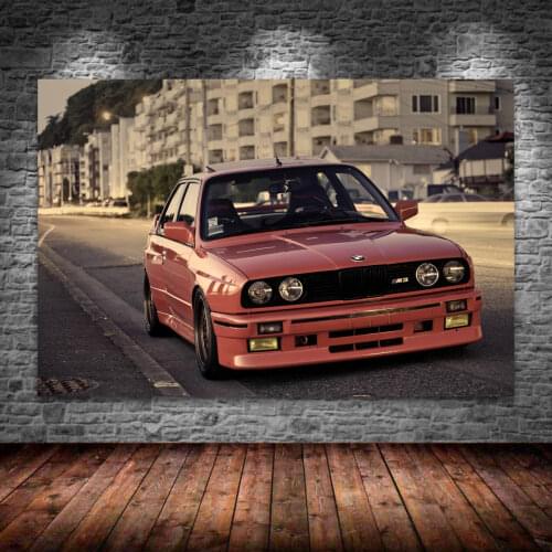 B M W M3 E30 Red Classic Car Old Cars Sportscar Posters Modern Wall Art Canvas Paintings for Living Room Decor