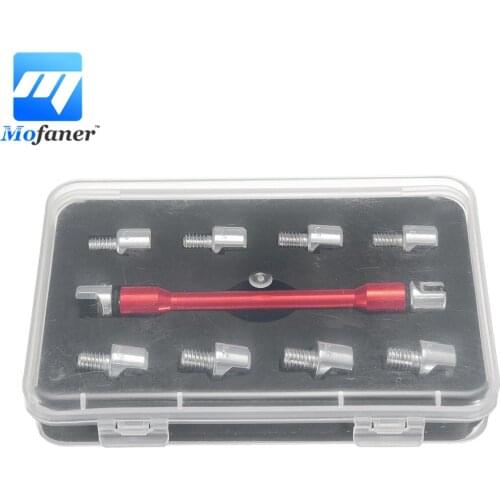 Red Motorcycle Spoke Wrench Tips Set with Box Motorcycle Repair Tool 10PCS 5.0~6.8 Hardened Tips Wrench for Most Motorbikes