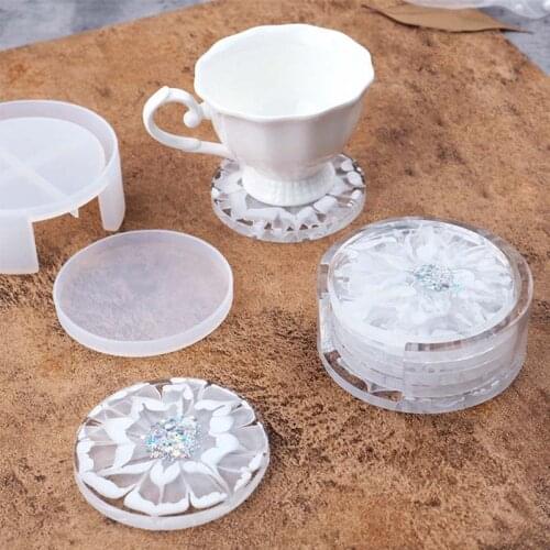 Round Square Coaster Silicone Mold DIY Epoxy Resin Coaster Storage Box Resin Mold Handmade Crystal Coasters Casting Molds