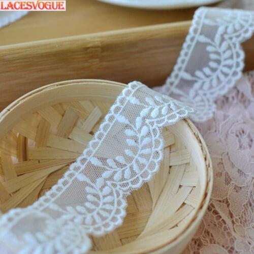 19yards 3cm High quality lace cotton embroidery fabric Handmade Garment needlework sewing accessories Clothing Decoration 279