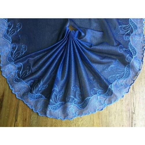 10Meters Lace Ribbon Blue 22cm Wide Trim Embroidered Fabric for Crafts Dress Decorations Hair Bow Making and Gift Wrapping