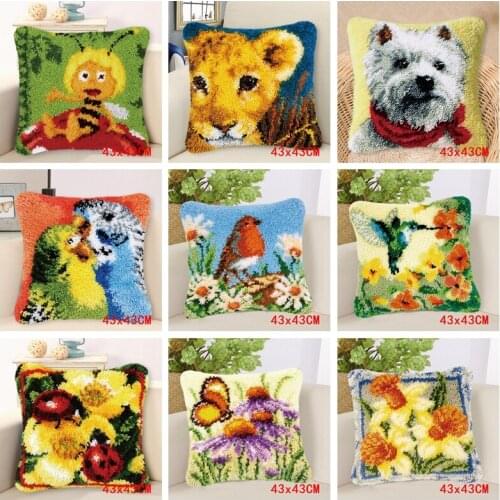 Animal Crocheting Rug Kits Iatch Hook Rug Pillow Kits Needlework kits Embroidery Unfinished Pillowcase Cross Stitch kits Cushion