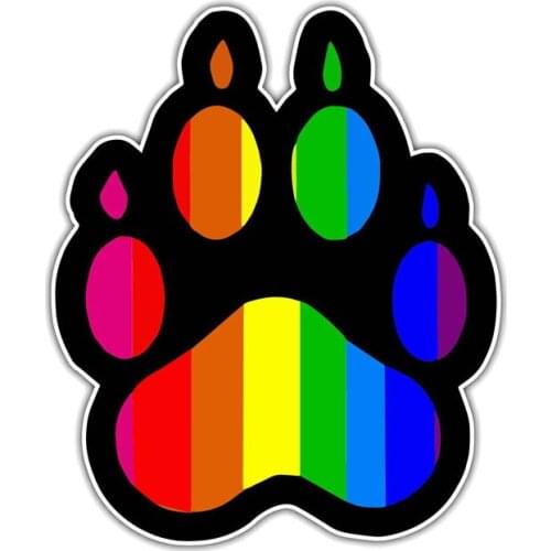 Fashion Car Sticker Gay Pride Rainbow Paw Decoration PVC Decal Cover Scratches for Lada Kia Mazda Peugeot,13cm*11cm