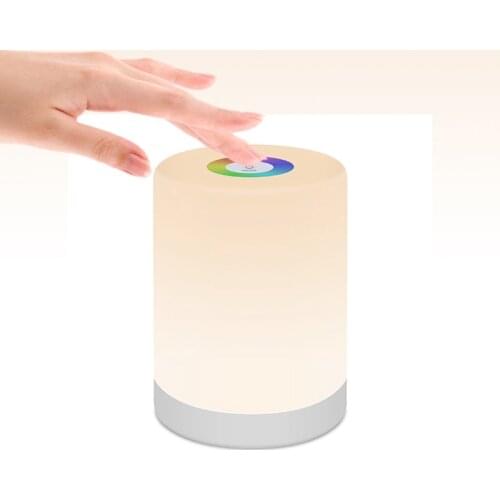 New LED Night Light RGB Color Lamp Portable Touch Sensor Nightlight Child Bedroom Rechargeable Bedside Gift Lighting