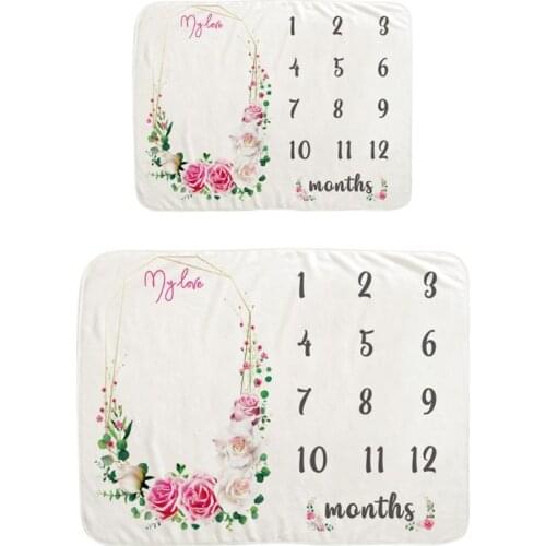 Baby Monthly Record Growth Milestone Blanket Newborn Wreath Photography Props F3ME