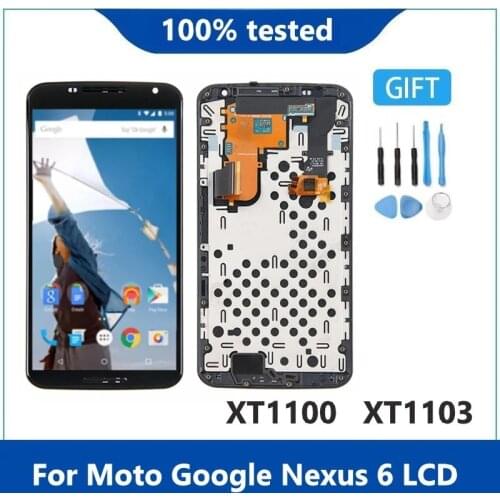 Original AMOLED For Moto Google Nexus 6 LCD for Motorola XT1100 XT1103 Display LCD Screen Touch Digitizer Assembly With Frame