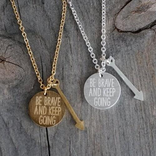 Be Brave Arrow Tag Charm Necklaces Pendants Women Minimalistic Jewelry 2019 Stainless Steel Collier Femme Best Friend Gifts bff