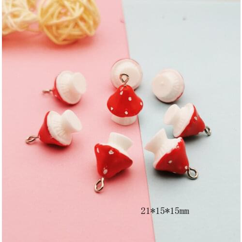 10pcs/lot Cute Mushroom Resin Charms Pendants Dangle For DIY Earrings Keychain Jewelry Making Accessories