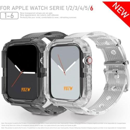 Newest soft Rubber transparent sports strap for Apple Watch Series 6 5 4 3 2 1 bands Bracelet for iWatch 38/40/42/44mm Watchband
