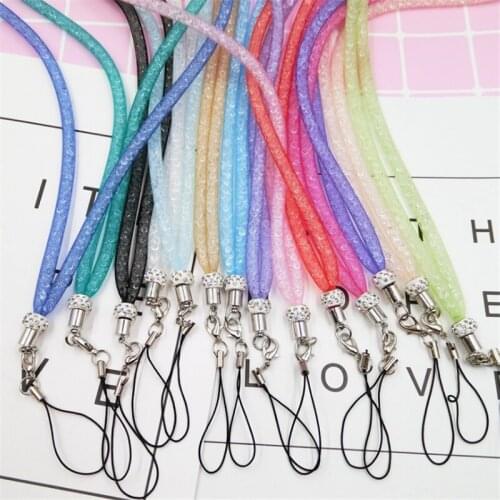 Mobile Phone Straps Beading Crystal Pendant Keychain Hang Rope Lariat Lanyard Neck Strap Badge Holder Necklace For IPhone Xiaomi