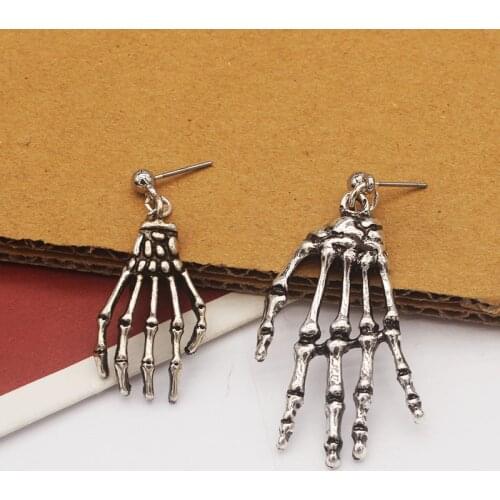 Skull Bone Skeleton Hand Earring Cool Ear Stud Goth Punk Rock