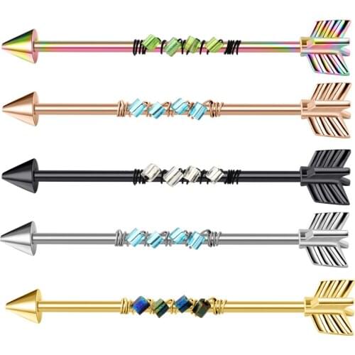 Arrow 14G Stainless Steel Industrial Barbell Earring Cartilage Body Piercing Jewelry 38mm 1&1/2 Inch Industrial Piercing Bar