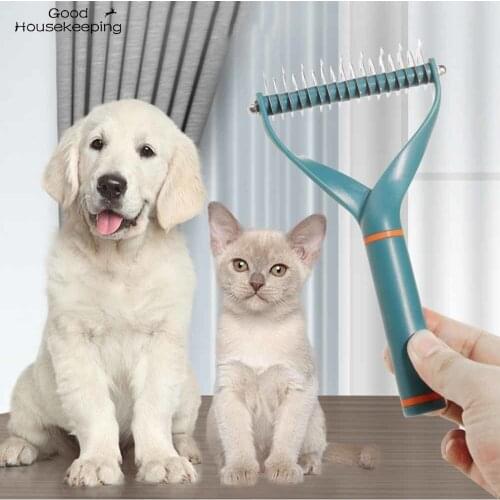Pets Fur Knot Cutter Dog Grooming Shedding Tools Pet Cat Hair Removal Comb Brush Double sided Pet Products Suppliers