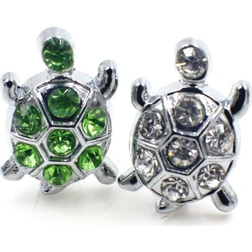 50PCS 8mm White Rhinstone Tortoise Slide Charms Slide Beads DIY 8mm Bracelets Wristbands,Belt Straps Pet Name Collar