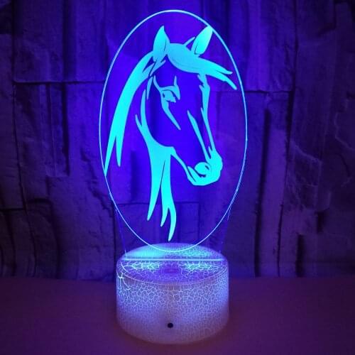 Creative Horse Led 3D Night Light Remote Control Touch USB Table Desk Lamp 7 Colors Home Bedroom Deocr
