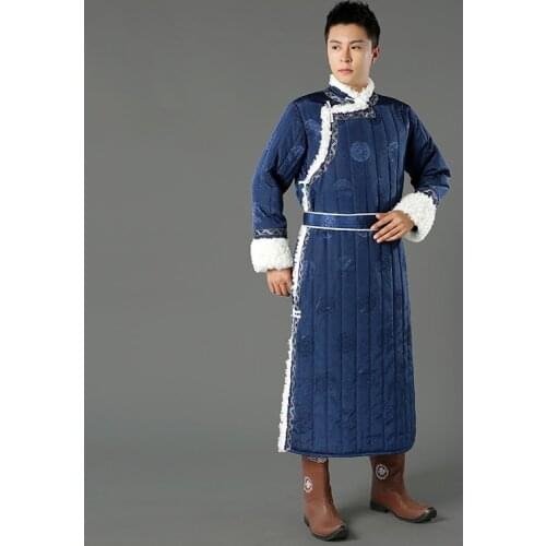 Traditional ethnic Winter long Cotton Robes Jackets Men Hanfu Qipao gown Tang Suit Thick Coats Cheongsam