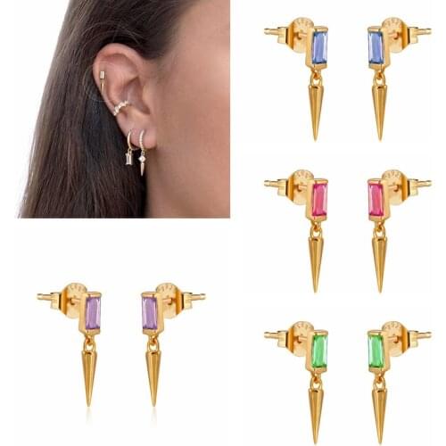 Accessories S925 Silver Ear Needle Ladies Classic Stud Earring, White Black Simple CZ Zircon ighting Stud Earring Fashion Gift