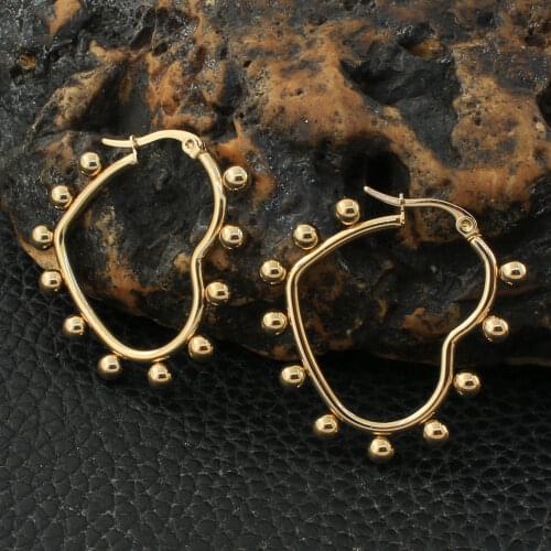 Gold Color Fashion Heart Stainless Steel Jewelry Simple Earrings Personality Bijoux Femmes Joyas Mujer Store EGKZBUEP