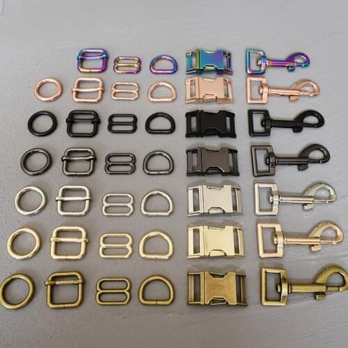1 Pcs 20mm Metal Belt Straps Adjust Slider Side Release Buckle D Ring Pin Buckle For Paracord Pet Dog Collar Harness DIY 20-1