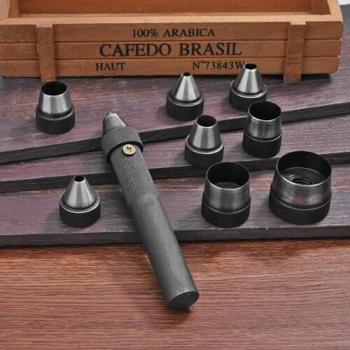 10 pcs/set Heavy Duty Hollow Leather Punch Set Craft Puncher Leathercraft Punch Leather Tools Kit Holes Perforating Tool