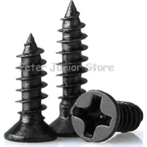 100Pcs KA Black M1.4 M1.7 M2 M2.3 M2.6 Self-tapping Screws Countersunk Flat Head Electronic Small Screws GMN