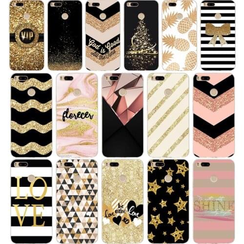 37AA gold pink black Glitter Wave point dot Unique 02 gift Soft Silicone Tpu Cover phone Case for Xiaomi Redmi Mi A1 A2 8 lite
