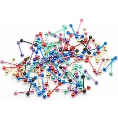 5mm ball stainless steel tongue ring mix color body piercing jewelry barbell dumbell earring 100pcs mix colors