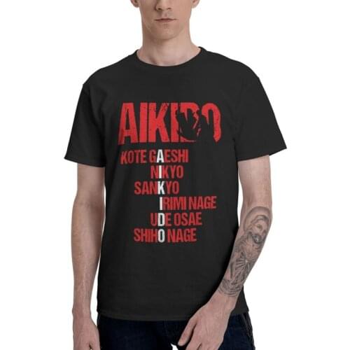 Aikido Combat Tshirts Men Streetwear Tees Top 100% Cotton T Shirts Short Sleeve Japanese Martial Arts T-shirt Gift Idea Clothing