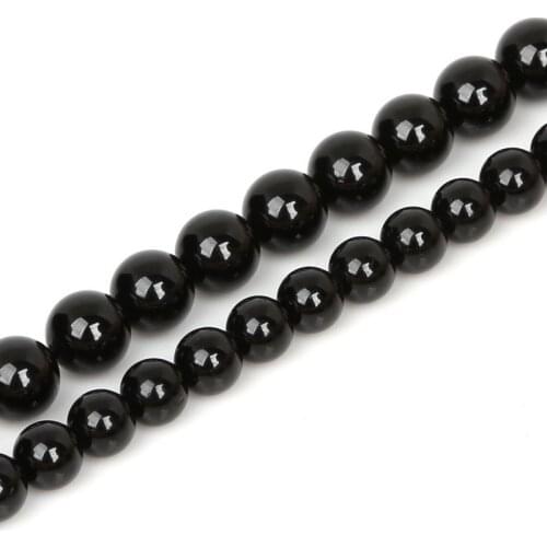 Free Shipping 6mm 8mm Nature Black Tourmaline Round Ball Stone Beads Pick Size 15" DIY Necklace For Jewelry Making