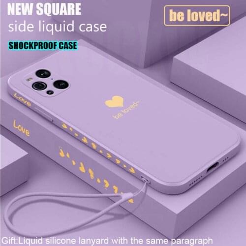 For OPPO Find X3 R17 Pro X2 X3 Lite Neo R15 R11S R11 R9 R9S Phone Case Be Love Side Printing Square Soft Liquid Silicone Cover