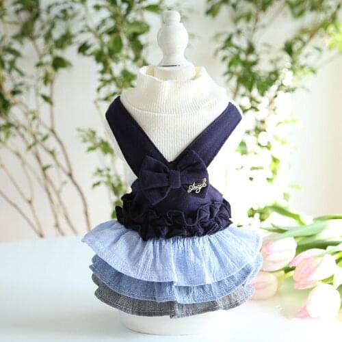 Denim Suspender Skirt Dog Dress Pet Products Summer Cotton Clothing For Dogs Cats Rabbit Chihuahua Teddy Dog Clothes 2021