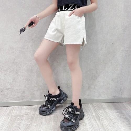 Girls Split Letters Denim Shorts 2021 Summer New Fashion Kids Princess Fringed Shorts Childrens Casual Shorts