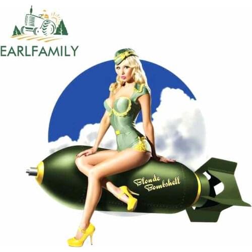 EARLFAMILY 13cm Blonde Bomb Shell Sexy Girl Car Stickers And Decals Fashion Fine Decal DIY Occlusion Scratch Anime Decoration