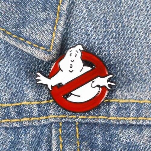 1pcs Ghostbusters Enamel Pin White Ghost Badge Brooch White Clothes Bag Cartoon Lapel Pin Movie Jewelry Gift For Fans Friends