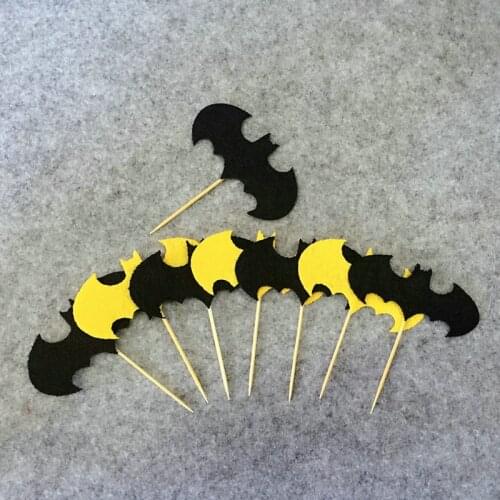 Halloween Bat Cake Topper 20pcs Felt Superhero Man Cake Flag 4.5cm Accessory Birthday Party Supplies supply fabric For Children