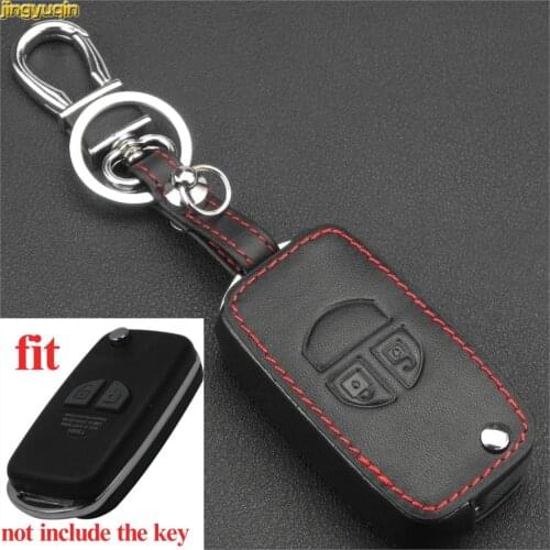 Jingyuqin 2 Buttons Remote Leather Car Key Case for Suzuki Swift Grage Vitara Alto Keychain Car Key Holder Styling