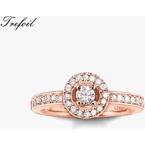 Rose Gold Color Round Wedding Bands Rings, 925 Sterling Silver Fashion Jewelry Trendy Party Gift For Women Girls 2018 New Bague