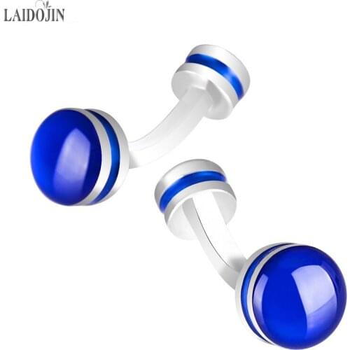 LAIDOJIN Fashion Blue Cufflinks For Mens Shirt Accessories High Quality Cuff buttons Oil Drop Simple Business Sleeve Nail Cuffs