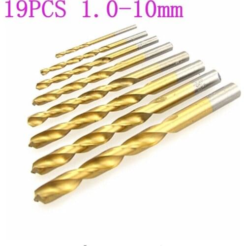 19PCS set hss drilling sleeve cobalt diamond titaniumcoating high speed steel twist drill cobalt wood tool drilling 1.0-10mm