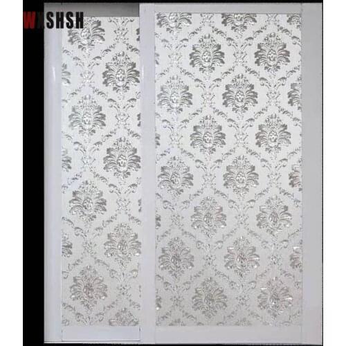 Damascus Glass Sticker Static Cling Heat Control Pivacy Protection Antiseptic Reusable Removable Tint-Film Home Office Decor