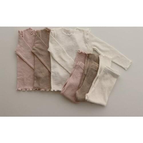 2021 New girls boys 2 pcs set t shirt+long pants cotton autumn soft fashion babys pajama suits