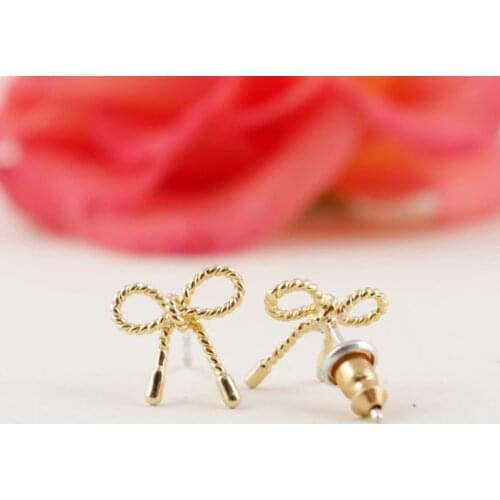 Jisensp New Arrival Little Twist Bow Knot Stud Earrings for Women Jewelry Simple Earrings boucle d'oreille femme 2018 E049
