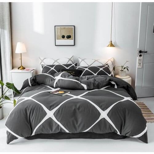 Simple Knitting Large Diamond Four-Piece Set Student Household Dormitory Duvet Cover Bed Sheet Bedding