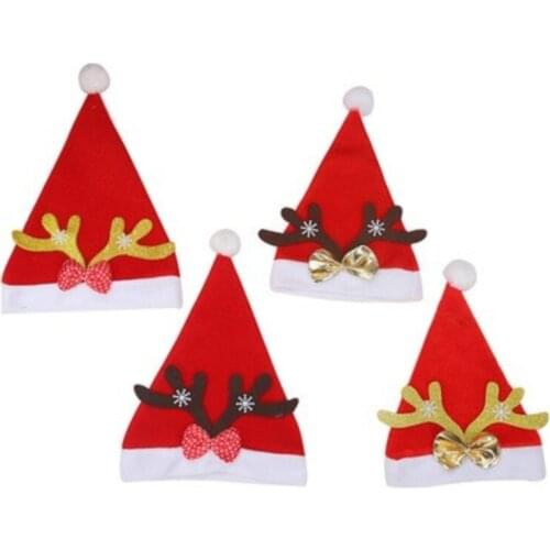 Christmas ornament new Christmas adult red gold velvet Christmas hat golden antlers ornament hat cartoon hat